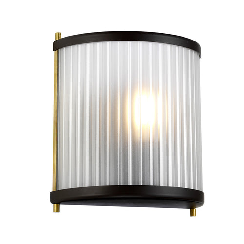 Corona Flush 1-lichts wandlamp, museumbrons, matglas