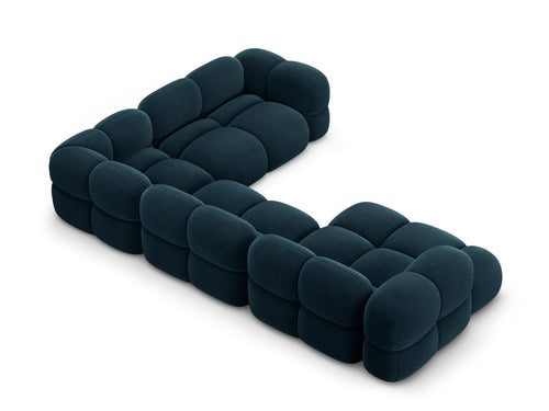 Cosmopolitan Design Panoramische hoekbank rechts Loretto 5-zits, flueel diepe olie - 250x345x68cm