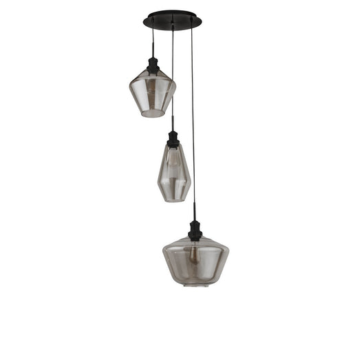 Searchlight MIA - 3-lichts cluster hangend plafond van rookglas