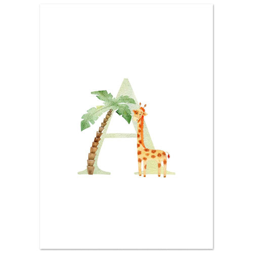 Artfulprints Poster Letter A kindernaam   - A4 21x29.7 cm - Meerkleurig