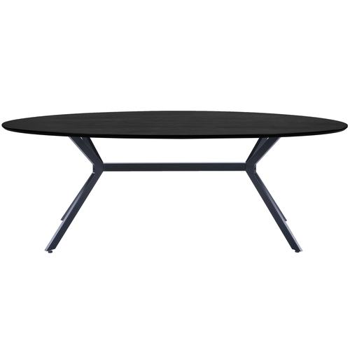 WOOOD eettafel Bruno Ovaal - Mdf - Zwart - 75x220x100 - vtwonen shop