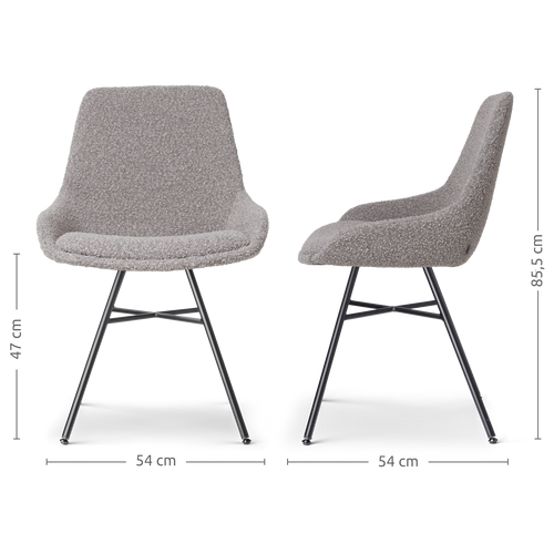 Nolon Noa-Isa Eetkamerstoelen Set van 2 - Bouclé Taupe - Zwart - vtwonen shop