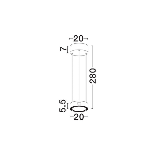 Nova Luce AFI Cilindrische hanglamp voor aan het plafond, wit, sensor dimbaar, LED, 24W, 1712lm, 3000K