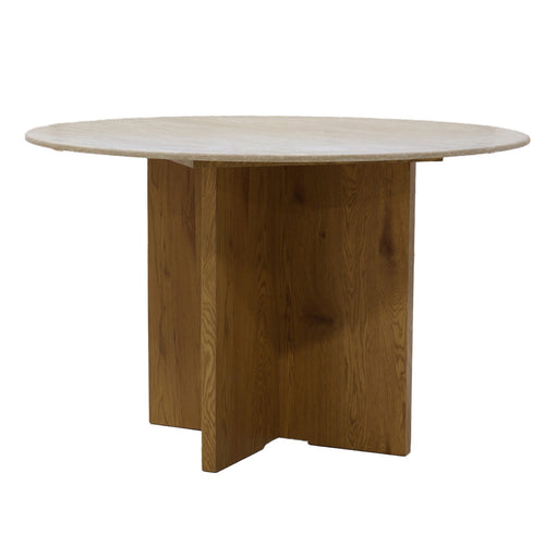 Giga Meubel Eettafel Faria Rond - Marmer - Naturel - 120x120x76cm