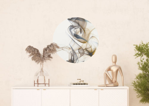 Sanders & Sanders zelfklevende behangcirkel figuratief motief wit, beige en grijs - Ø 70 cm - 601123