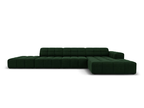 Cosmopolitan Design rechter hoekbank Chicago 5-zits, flueel flessengroen - 167x348x78cm