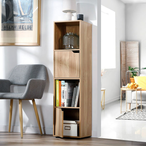 Calicosy - 4-vaks kast, houtdecor, 2 deuren MODU - 29x30.7x120 cm