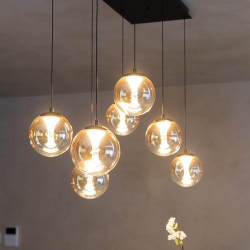 Atmooz hanglamp Monza 7 Rect. - zwart - 120 x 40 x H 167 cm - geïntegreerde led