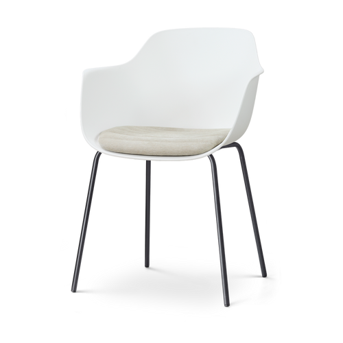 Nolon Nora-Liz eetkamerstoel wit met naturelbeige zitkussen - zwart onderstel
