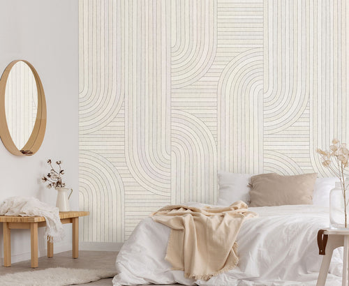 Sanders & Sanders fotobehang grafische lijnen beige - 212 x 280 cm - 640869