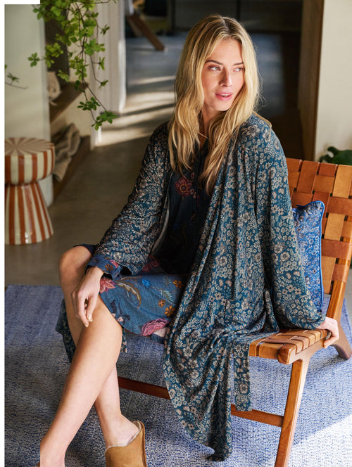 Pip Studio - Naomi Kimono Dames - Daisy Dreams - Blauw - L