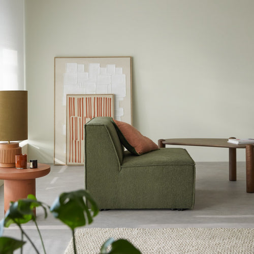 Tikamoon Modulaire fauteuil zonder armleuningen van groene stof - Groen
