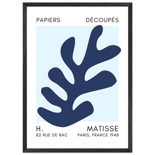 Artfulprints Poster met Lijst Matisse – Ocean petals navy blue I   - 50x70 cm - Blauw