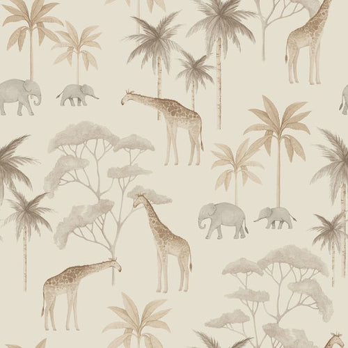 Borastapeter behang jungle dieren beige - 53 cm x 10.05 m - 660622 - vtwonen shop