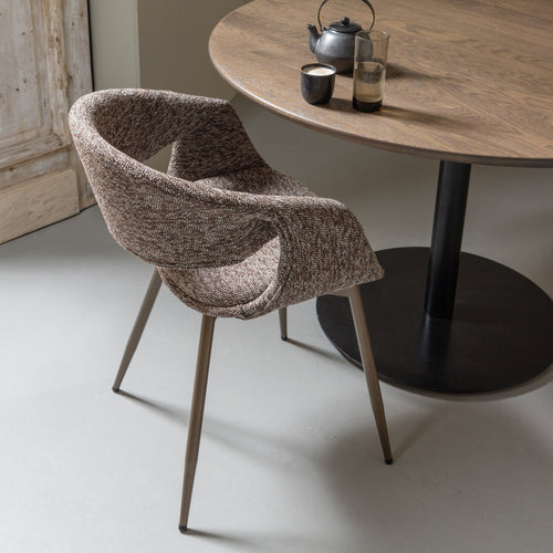 WOOOD eetkamerstoelen metalen koper poot Yossi - Bruin - Set van 2
