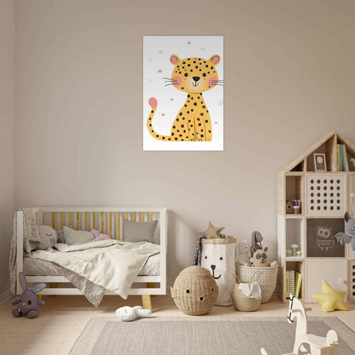Artfulprints Poster Kleine luipaard   - A4 21x29.7 cm - Geel