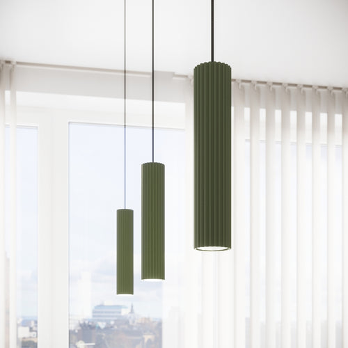 Sollux Lighting Hanglamp KARBON 2 olijfgroen - 30x6,5x90cm