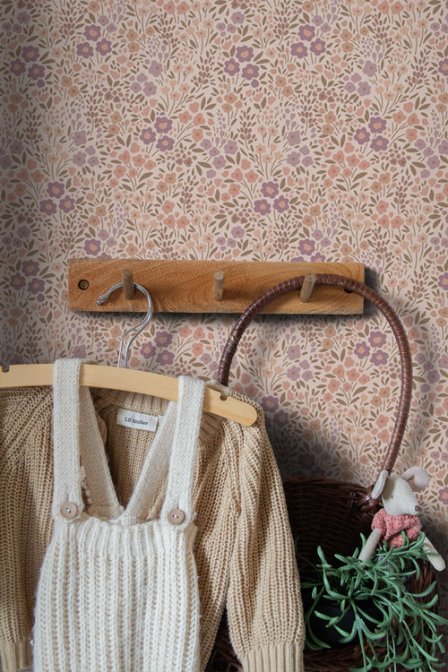 ESTAhome behang bloemetjes mauve paars - 50 x 900 cm - 131458 - vtwonen shop