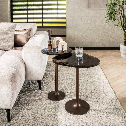 Giga Meubel Bijzettafel Eclipse - Koper Metaal/Glas - 50x42x55cm