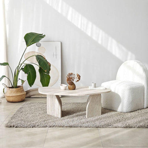 Calicosy - ROCK Salontafel met brede poten - Steen - 60x100x35 cm