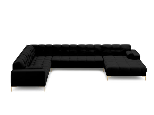 Cosmopolitan Design Panoramische hoekbank links Bali 7-zits, structurele stof, zwart - 256x327x75cm