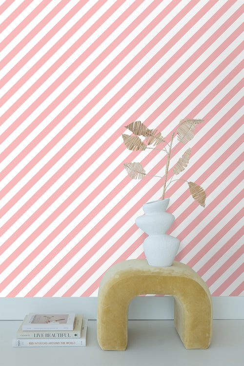 ESTAhome behang strepen roze en wit - 50 x 900 cm - 139953 - vtwonen shop