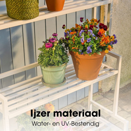Mica Decorations Greenrax Plantenrek op Wielen - Plantenstandaard voor Kamerplanten, Buitenplanten of Tuingereedschap - Meerdere Plateaus