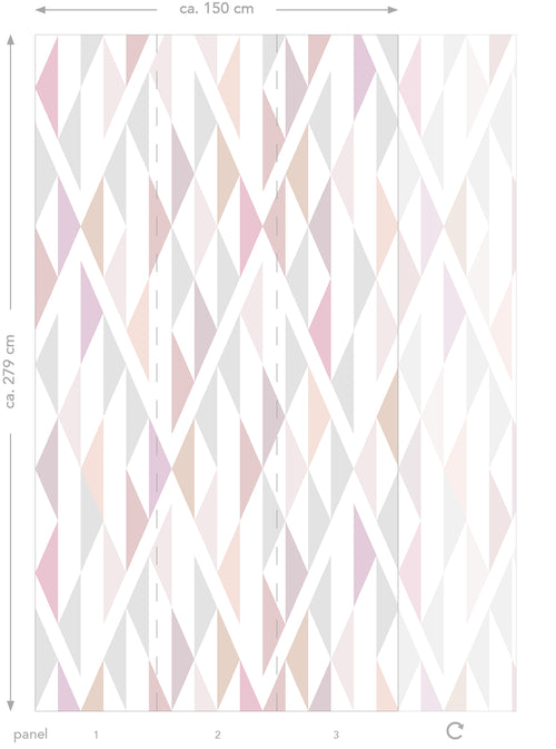 ESTAhome fotobehang ruiten zwart, wit en oudroze - 150 x 279 cm - 158903