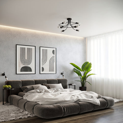 Sollux Lighting Kroonluchter LEVAR 8 zwart - 58x58x28cm