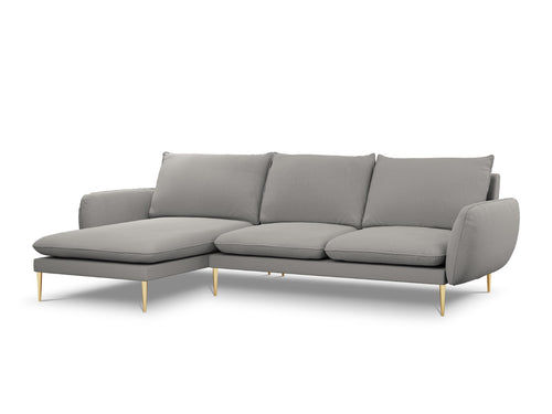 Cosmopolitan Design linker hoekbank Vienna 5-zits, boucle, grijs - 170x255x95cm