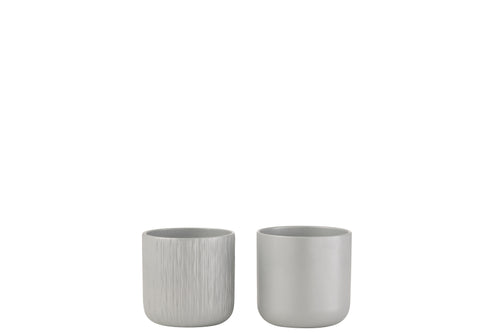 J-Line bloempot Gen - keramiek - grijs - extra small - 2 stuks - Ø 11 cm - vtwonen shop