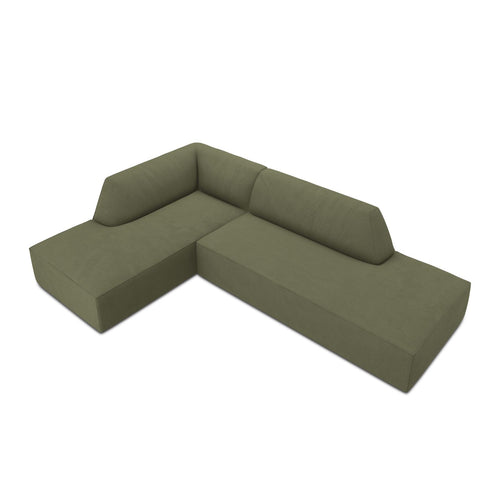 Cosmopolitan Design - Modulaire hoekbank links Siena 4-zits, ribfluwelen groente - 180x273x69cm