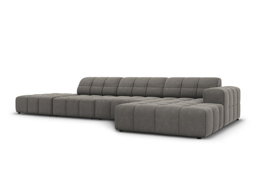 Cosmopolitan Design rechter hoekbank Chicago 5-zits, flueel lichtgrijs - 167x348x78cm