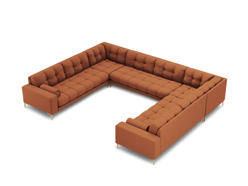 Cosmopolitan Design Panoramische bank Bali 9-zits, structurele stof, baksteen - 256x327x75cm