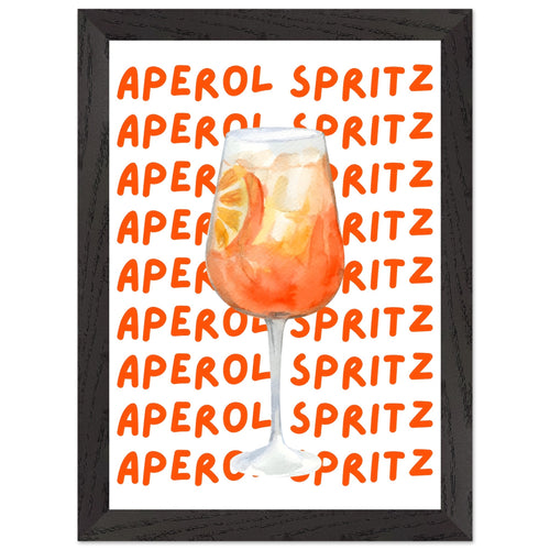Artfulprints Poster met Lijst Aperol Spritz - Written behind the glass   - A4 21x29.7 cm - Oranje
