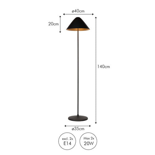 Atmooz vloerlamp Elan - zwart - Ø 35 x H 150 cm - E14