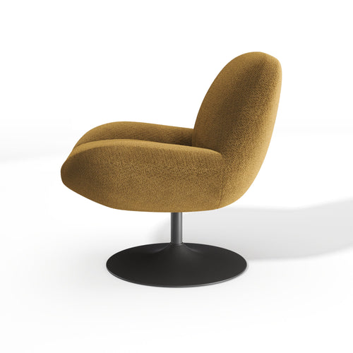 Premium Interiors - Draaistoel RETRO - krullend fluweel mosterd 71cm