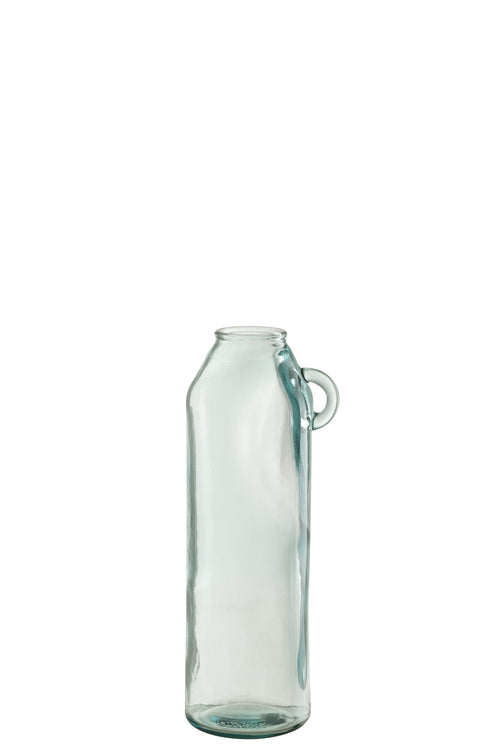 J-Line vaas Handvat Cilinder - gerecycleerd glas - large - 45 cm hoog