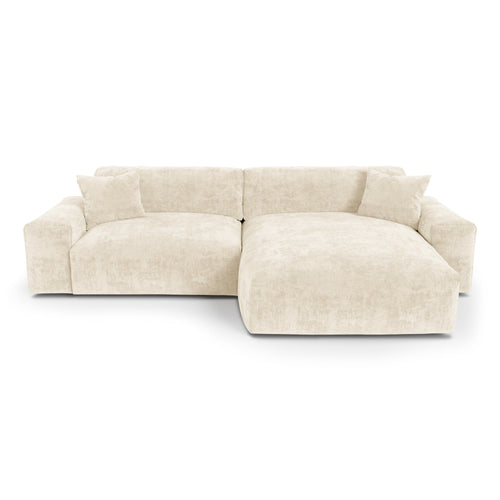 Premium Interiors - Rechthoekige hoekbank CHEER - gewaafd fluweel crème 312cm
