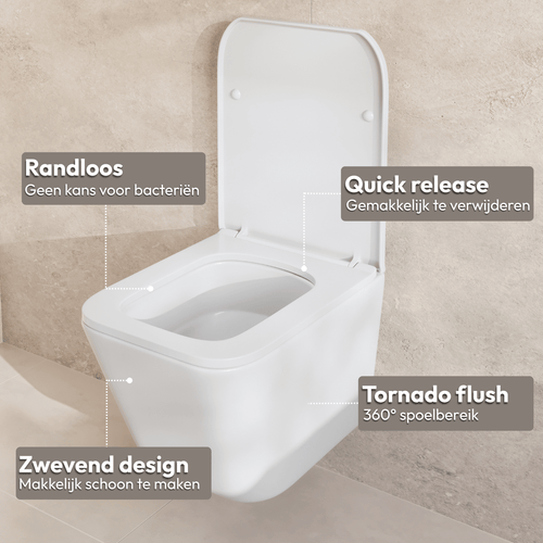 LOMAZOO hangtoilet Linea - vierkant - wit