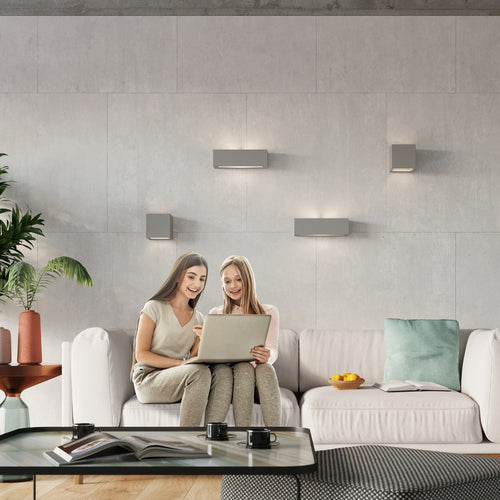 Sollux Lighting Wandlamp keramiek LEO grijs - 14x14x14cm
