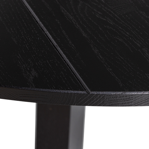 WOOOD eettafel Rhonda - Eiken - Blacknight & vtwonen eetkamerstoelen Classic - Hout - Zwart/Walnoot - 75x129x129/81x48x50 - vtwonen shop