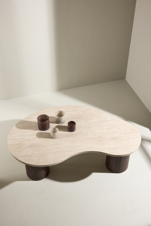 Rebellenclub  Kaloria Salontafel  - 130 x 78 cm Mokka / Travertin