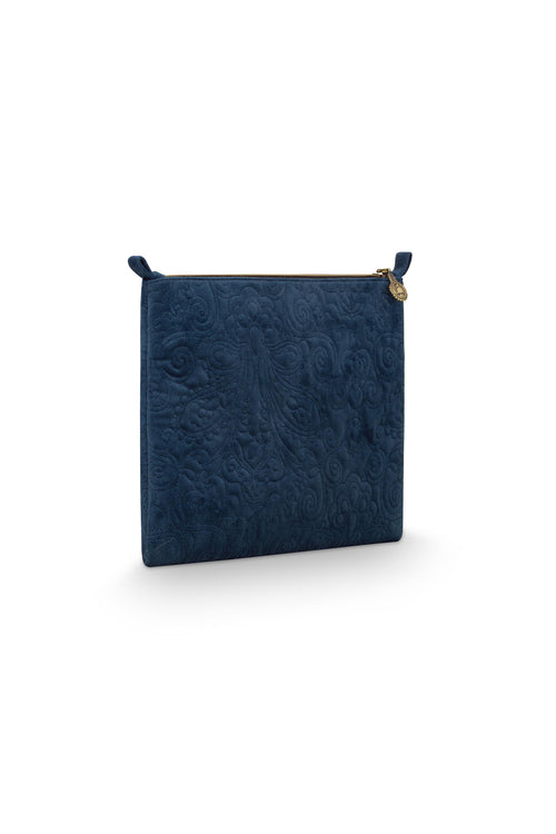 Pip Studio - Charly Make up tasje - Velvet Quiltey Days - Blauw - 22 x 30 x 1 cm