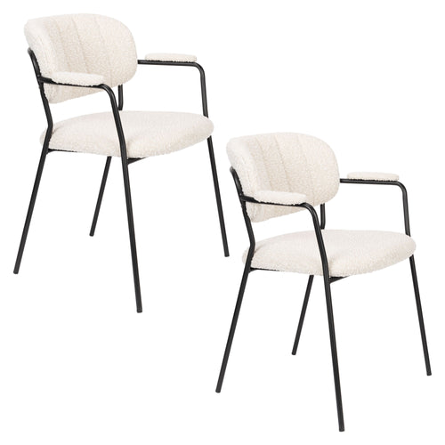 Housecraft Living Jolien Eetkamerstoelen armleuning Zwart/Bouclé - Set van 2 - vtwonen shop