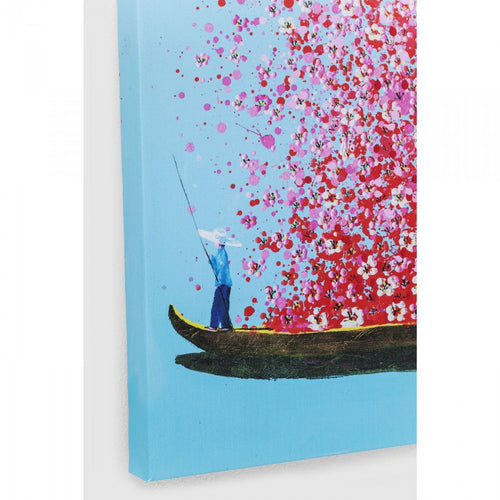 Kare Design Schilderij Flower Boat 80x100cm blauw en roze