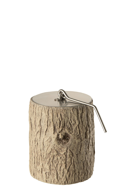 J-Line vuurschaal Trunk Rond - cement - bruin
