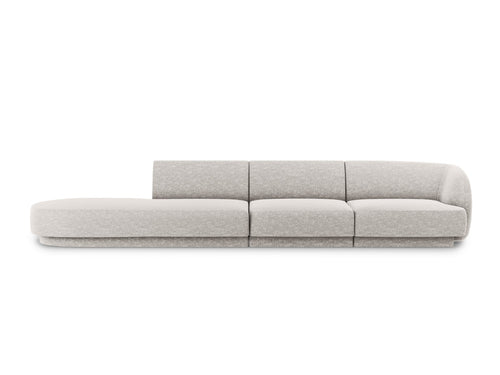 Micadoni linker bank Miley 4-zits, structurele stof geld - 90x323x70cm