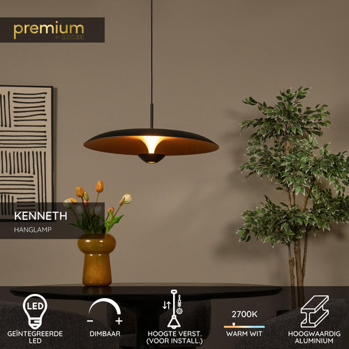 Lucide hanglamp KENNETH - Geïntegreerde LED - Zwart