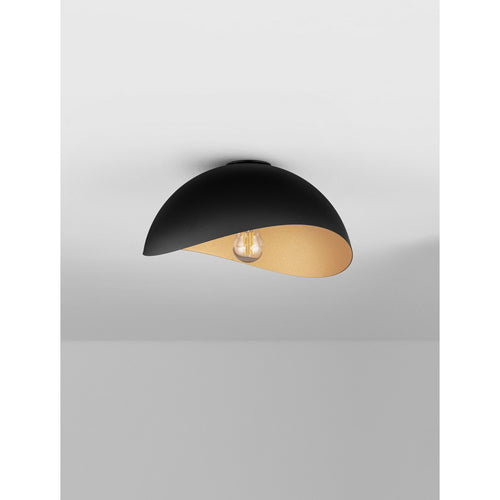 Nova Luce OPSI Plafondlamp met komvormige kap van 30 cm, halfverzonken, zandkleurig zwart, goudkleurig, E27 fitting, 1x12W